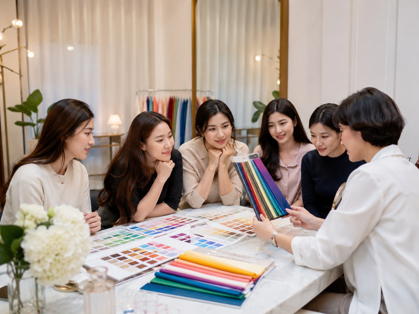 Group color analysis session at Color Avenue Myeongdong